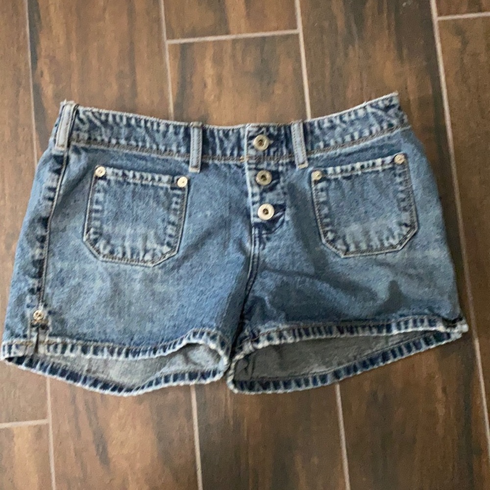 Button fly Silver Jean shorts